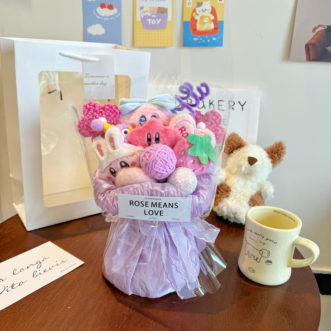 귀염뽀짝 뽀글이 인형 꽃다발, C.퍼플