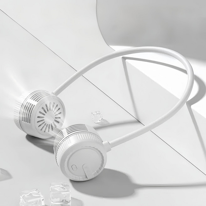 바이유 무선 초경량 휴대용 접이식 넥밴드 선풍기 넥풍기 3단계 풍속 저소음 목걸이 선풍기, 화이트