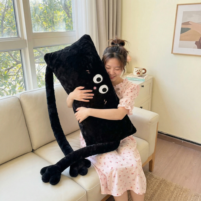 하른 귀여운 롱팔 바디필로우 쿠션, 블랙