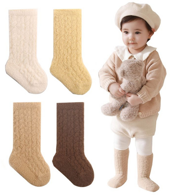 솔리드 밍크털 보온 양말 4켤레 세트