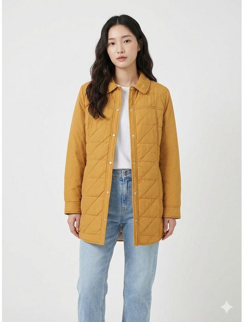 크로커다일레이디 옐로우 경량 퀄팅 포인트 하프 패딩 CLCSPD203