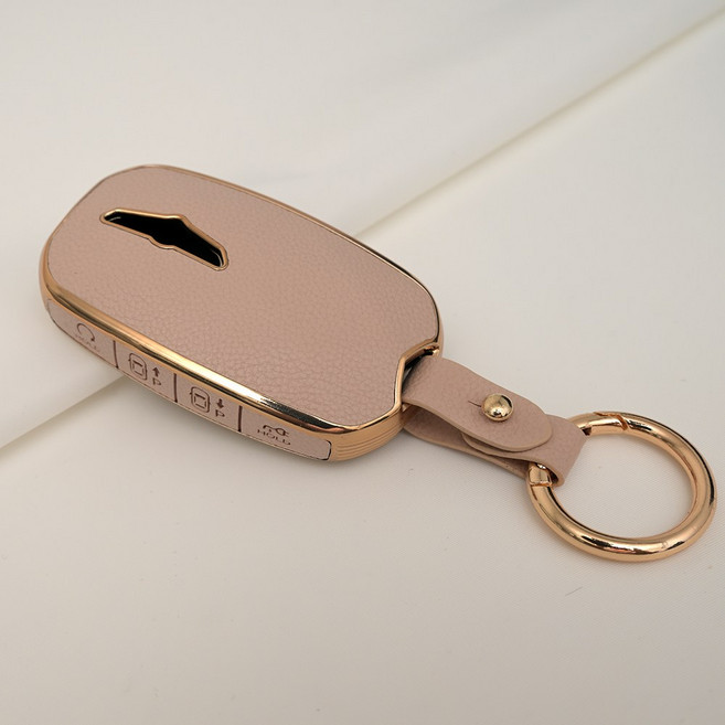 현대 G70 G80 G90 GV70 GV80 GV90 페이스리프트 호환 TPU 프리미엄 가죽 자동차 스마트 키 케이스 차 키홀더, 8버튼TL55, 아이보리골드