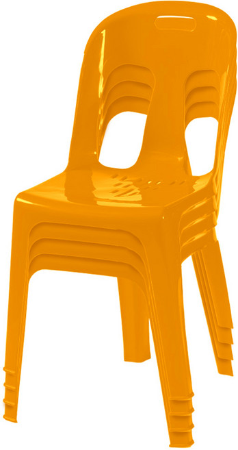 플라스틱의자 등받이의자 야외의자 행사 편의점 포장마차 간이용 보조 4개, 옐로우