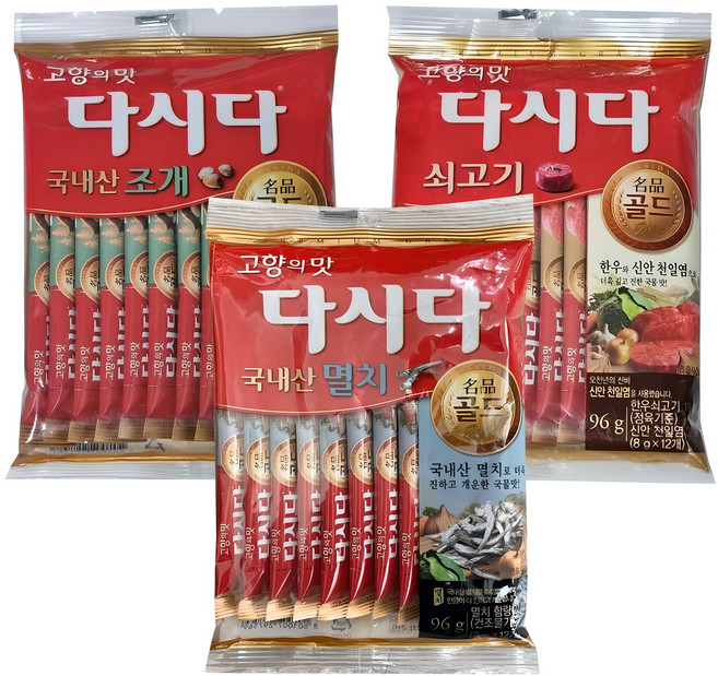 스틱형 다시다 (골드쇠고기96g + 멸치96g + 조개96g), 1세트, 96g