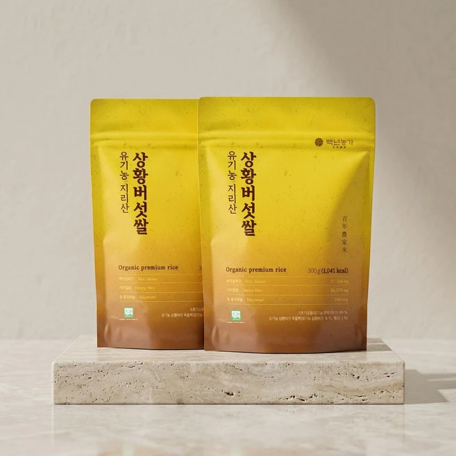 백년농가 식이섬유 김강우황금쌀 국내산 현미 x 상황버섯 지리산 쌀 베타글루칸 유기농 300g 2봉 국내산선별 - 쿠팡