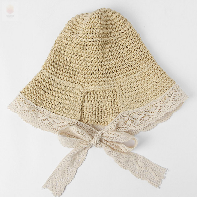 고프로컬렉션 리본 비치모자 베이지 여자아기보넷모자