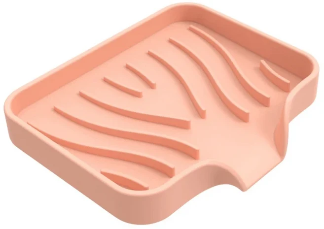 욕실 용 실리콘 비누 접시 자체 배수 바 홀더 주방 싱크 스폰지 패드 디스펜서, 01 1PC, 05 Pink