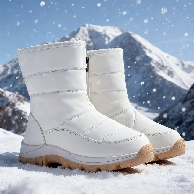 KUKEE 여성 가벼운 미끄럼방지 방한화 트레킹화 등산화 겨울 털 신발 작업화 아웃도어용 방한 화 YF-233