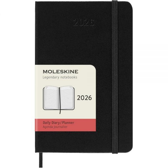 Moleskine 클래식 12개월 2026 데일리 플래너 하드 커버 포켓 (8.9cm x 14cm(3.5인치 5.5인치)) 블랙 400페이지, Moleskine 클래식 12개월 2026 데일리 플래