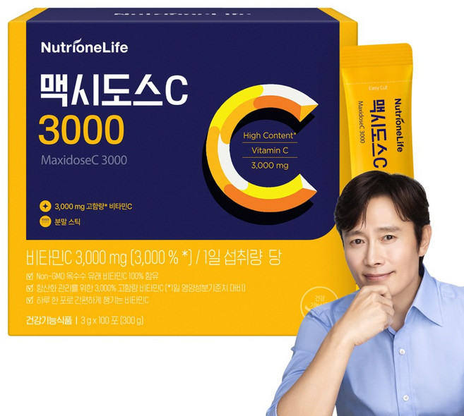 [무료배송/오늘출발] 뉴트리원 맥시도스C 3000 고함량 메가도스 수용성 비타민C 스틱 분말타입, 1박스, 100회분