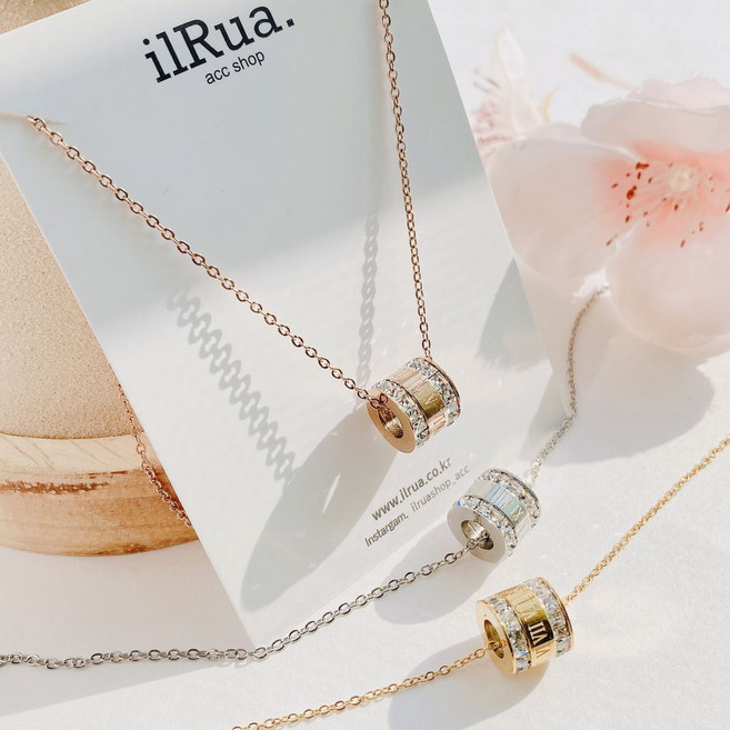 4color! [써지컬스틸] 로마 스윙 목걸이, 골드, 1개