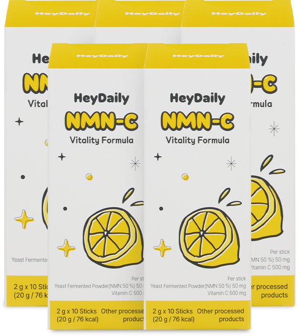 [공식판매처] 헤이데일리 NMN-C 엔엠엔씨 천연NMN 비타민C 레몬맛 10포, 5개, 20g