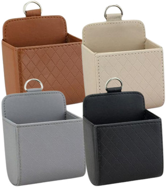 자동차 차량용 사이드 송풍구 미니 포켓 수납함, 브라운, 브라운, 1개