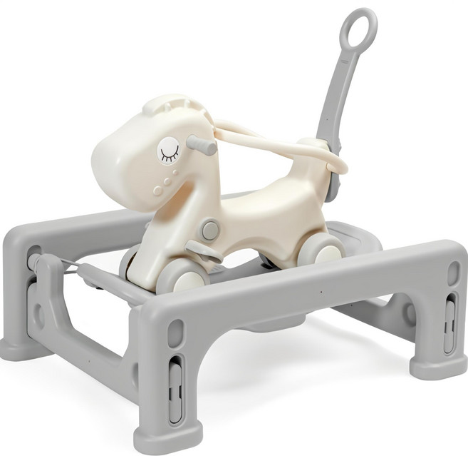 보아르 아가홀스 4in1 무소음 아기 붕붕카 흔들말 스프링카 세트, 그레이, 1개