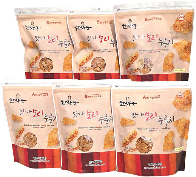 새마원 한도 HACCP 국내산 보리누룽지 600g 한상궁 가마솥 맛나 누룽지, 6개
