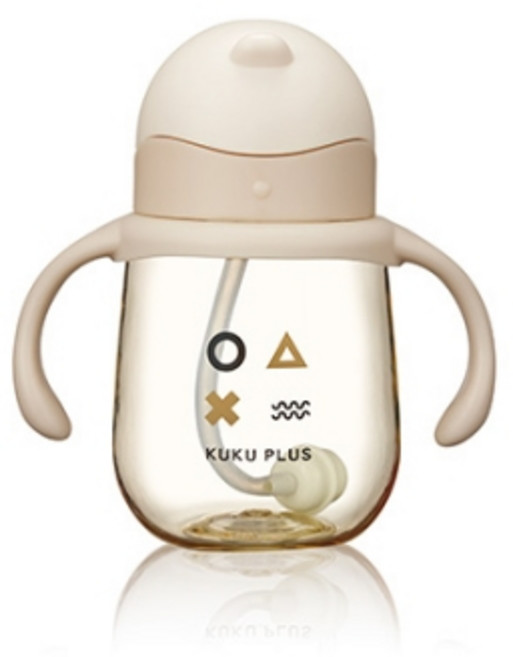 KUKU PLUS 纯真之瞳寛口PPSU系列奶瓶 新款上市, 1個, 寬口PPSU訓練杯 210ml-杏色