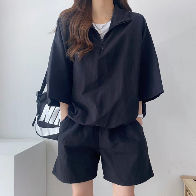 플랜와이 여름 하프집업 아노락 트레이닝복 상하의 세트