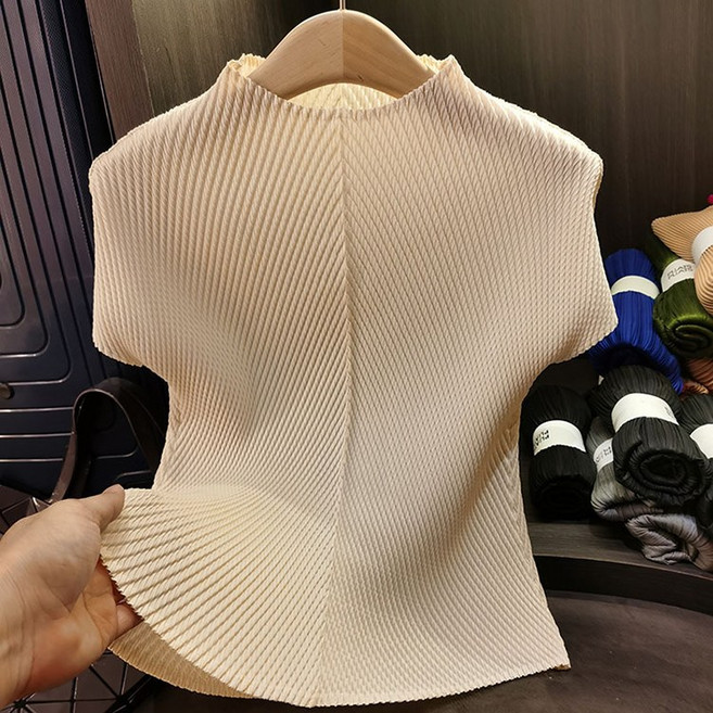 여성의류 플리츠 반목반팔티 가오리핏 쭈구리 봄 여름