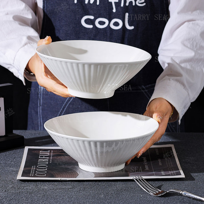 Starry Sea도자기마라탕 그릇 비빔밥그릇 라면그릇세트, 화이트, 2개