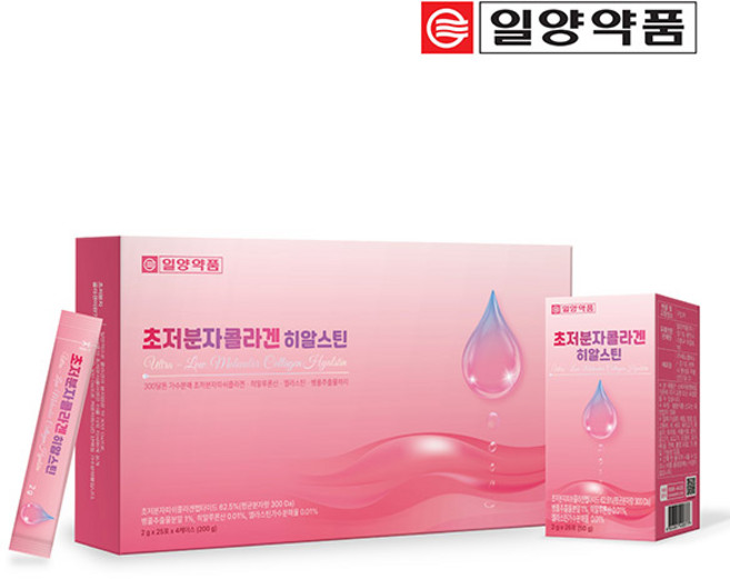 일양약품 300달톤 초저분자 콜라겐 히알스틴 300포 300일 쇼핑백 선물세트, 2g, 100회분