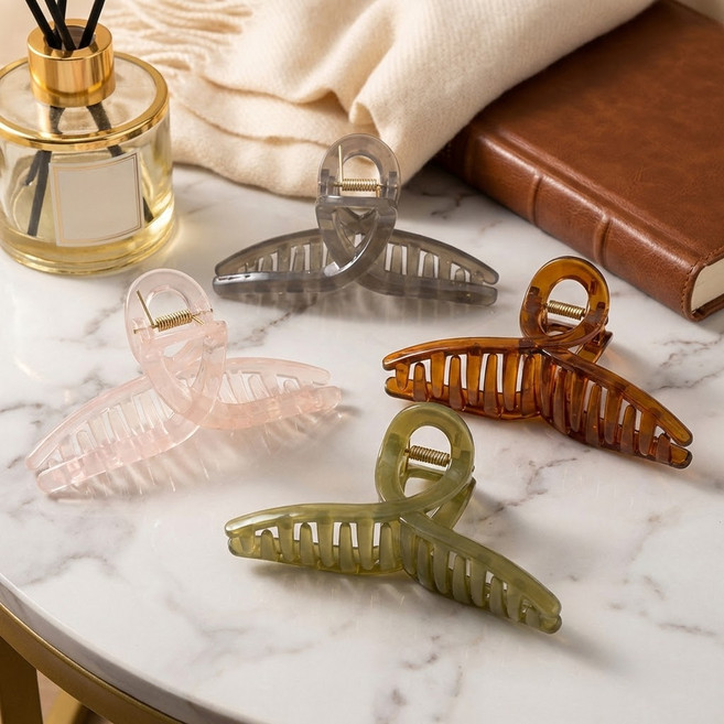 진우 헤어집게핀 올림머리 반묶음 무광 대형 꼬임 머리핀, 1개, 보라