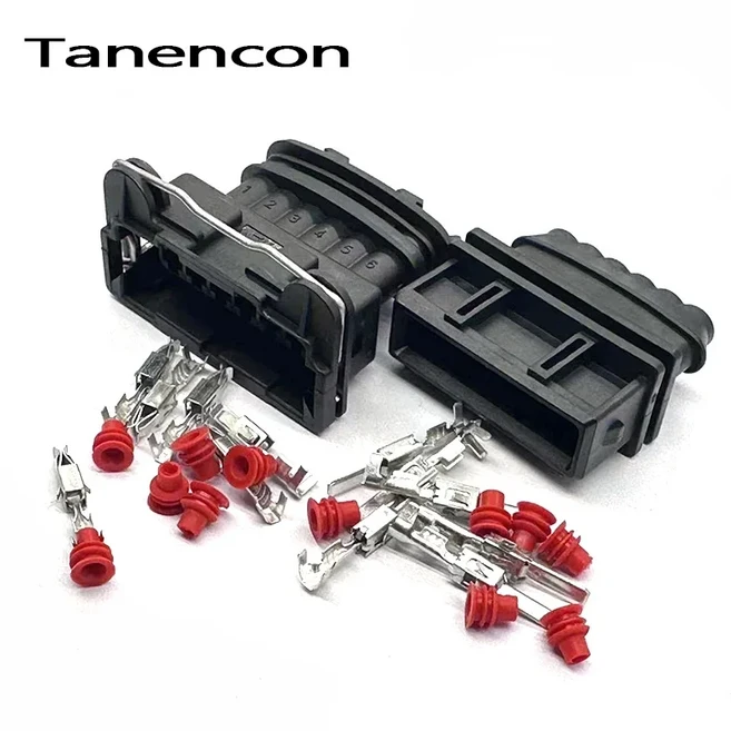 VW 가속 페달 위치용 자동차 방수 커넥터 공기 흐름 센서 플러그 282236-2 1 세트 6 핀, 05 6 Pin Male Female, 02 1 Set