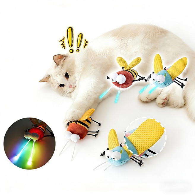 HLOMOM 仿真蜜蜂絨毛玩具 充電發光發聲, Multiple Colors, 1個