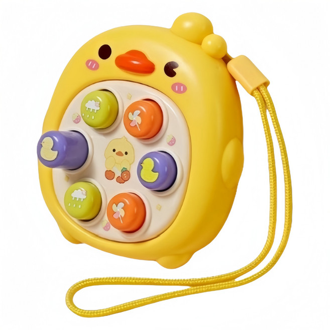 貝貝迪拉 打地鼠玩具 嬰兒早教益智手指按壓遊戲, 小黃鴨打地鼠(掌上型), 1個