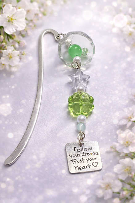 [비바블룸] 네잎클로버 책갈피 북마크 북클립 선물 금속책갈피 북홀더 투명 북스토퍼 북마커, 1개, 투명별클로버