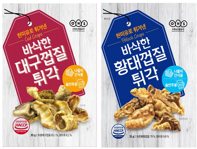 오희숙 전통부각 바삭한 대구껍질 튀각 30g+황태껍질 튀각 35g, 1세트, 65g