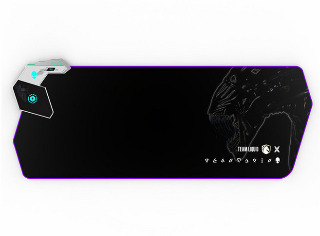 Alienware 외계인 무선충전 e스포츠 마우스패드 45W 급속충전 RGB 발광밴드 USB 확장, 하나, 외계인45W게이밍마우스패드, 1개