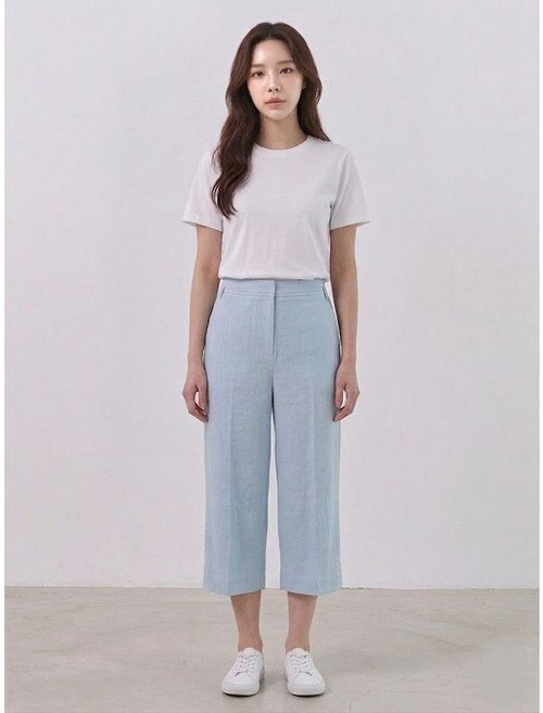 샤트렌 라이트블루 스티치 라인 포인트 뒷밴딩 슬랙스 HCCMPT210