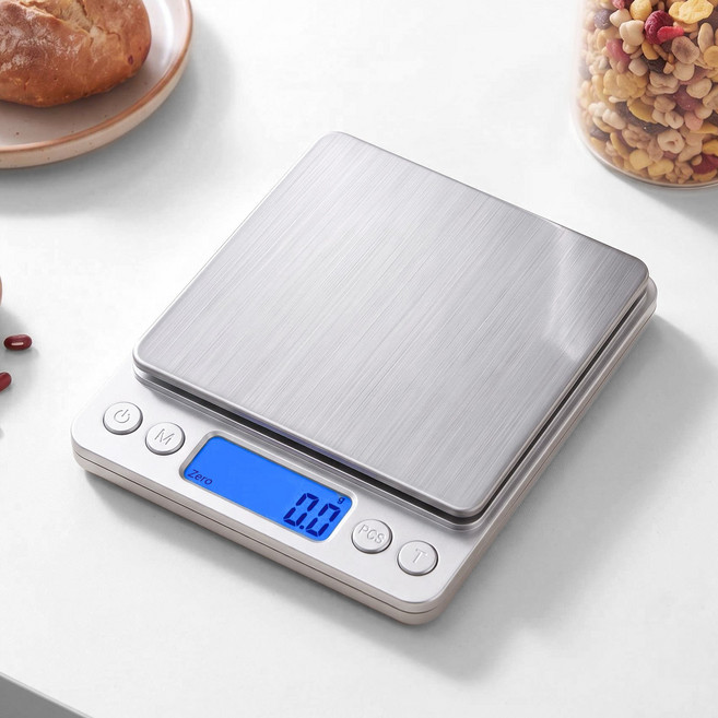 하늬홈 가정용 디지털 주방저울, SCF-1, 실버, 1kg
