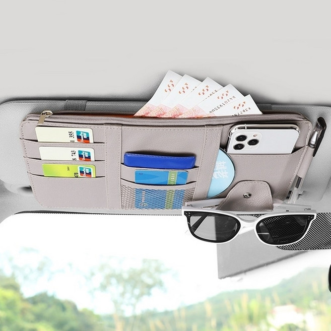 With j 차량용 썬바이져 수납포켓 1+1, 썬바이저수납-그레이