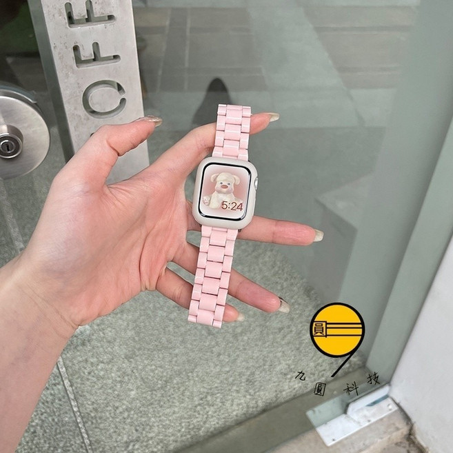 蘋果手錶錶帶 保護殼套裝, 糖果色三株-套裝粉色,46mm（S11/S10）通用, 1個