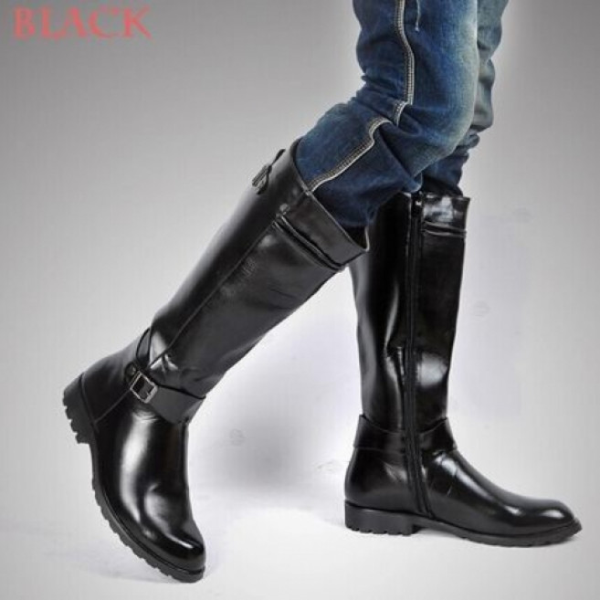 모모쭌 할리 바이크 롱부츠 오토바이 신발 부츠, 블랙