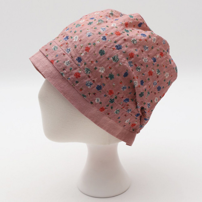 에스랑 코지플라워 여성 항암모자 면 두건 꽃무늬 비니 데일리 부드러운 두건모자