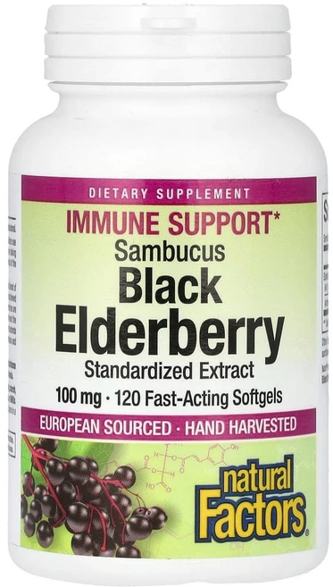 네츄럴펙터스 삼부커스 블랙 엘더베리 100mg 빠르게 작용하는 소프트젤 120정, NFS04707, 1개 - 쿠팡
