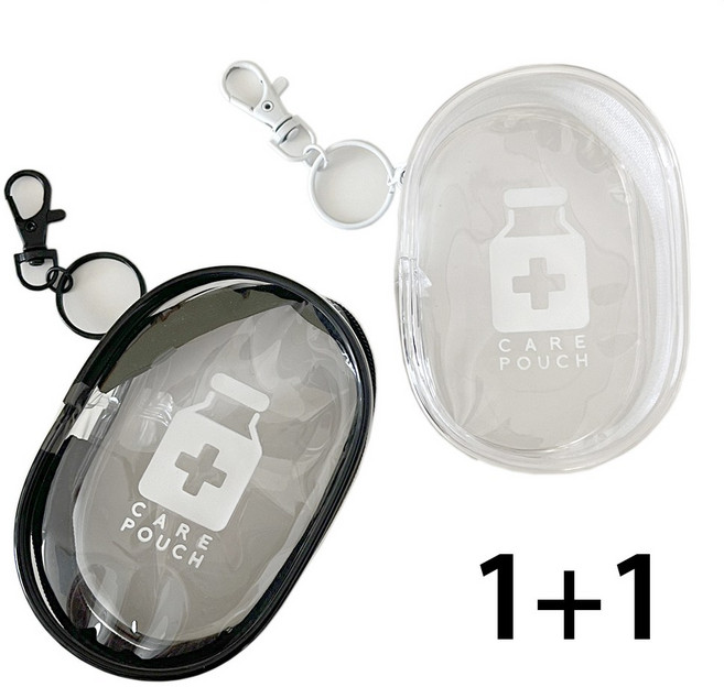 포근온데이 케어파우치 미니투명약파우치, 화이트 + 투명