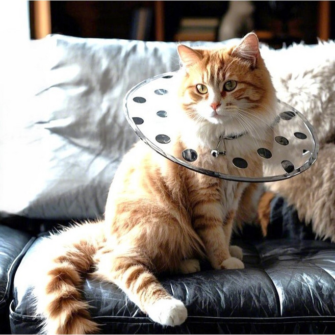 카라몰리 고양이 넥카라 중성화 초경량 깔대기, 1개, 땡땡이