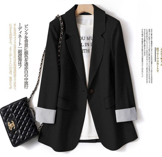 AOKADA 여성 봄 가을 원버튼 정장 자켓 슬림핏 롤업 블레이저 오피스룩 출근룩