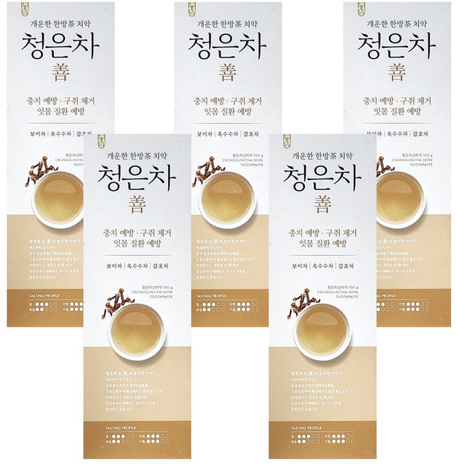 애경 2080 청은차 선 한방차 치약, 100g, 5개