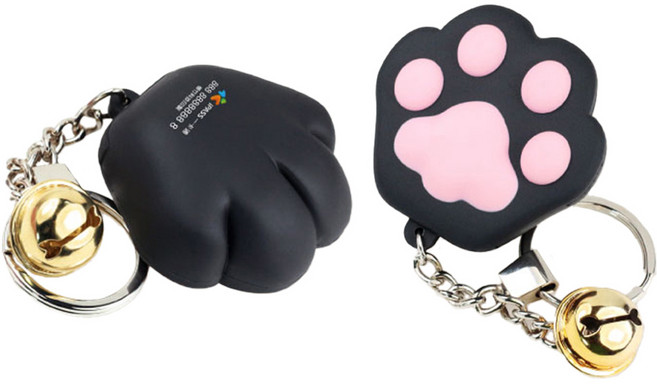 貓掌 橡膠立體造型悠遊卡(鑰匙圈 鈴鐺), 1個, 黑貓 (黑掌粉肉球), 黑貓 (黑掌粉肉球)