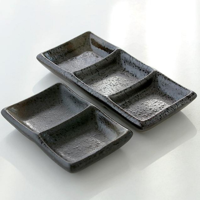 도자기 종지그릇 소스그릇 2칸 2구 3칸 3구 간장 쌈장, 6) 블랙스카이-3칸 3구, 1개