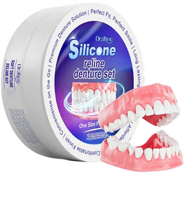 임시치아접착제 인공치아 치과용접착제 프리미엄 실리콘 틀니 세트 임시 교정 치아에 이상적 탁월한 편안함을 제공하는 가짜 치아 교체 포괄적, [02] 1pcs