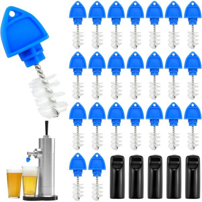 맥주 탭 플러그 브러시 키트 케게레이터 청소용 청소 24개와 생맥주 5개 대부분의 바를 위한 위생 수도꼭지 캡 커버 세트, Blue, 1개