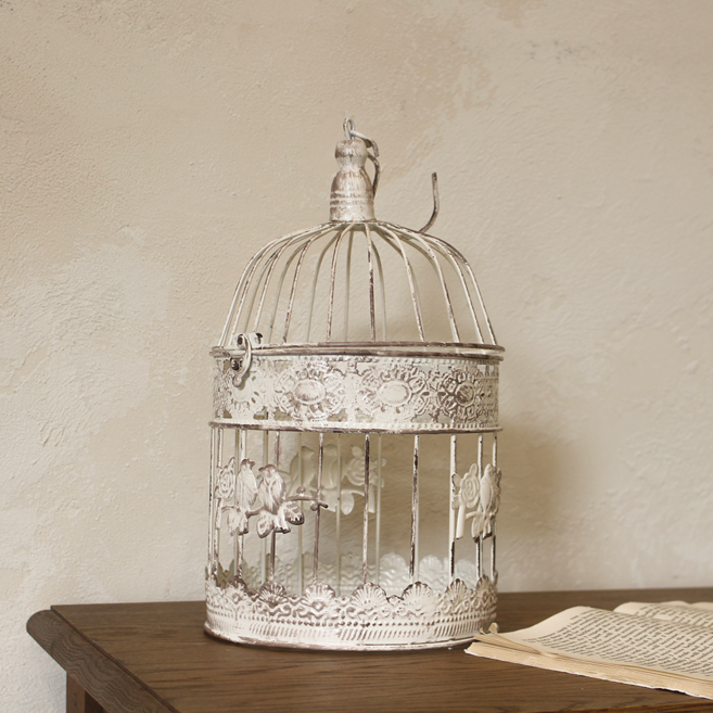 왓위셀 빈티지 엔틱 철제 새장 오브제, 엔틱 화이트