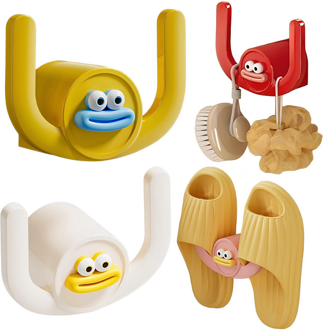 DAGUMLIFE 슬리몽 무타공 슬리퍼 걸이 거치대, 레드+핑크+옐로우+베이지, 1세트