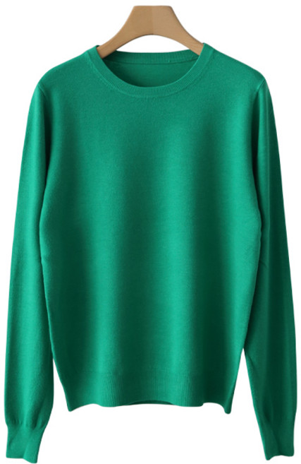 傑尼特 女款寬鬆版型圓領嫘縈羅紋針織衫