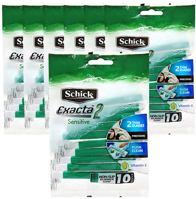 쉬크 이그젝타2 센서티브 일회용 면도기, 10개입, 7개